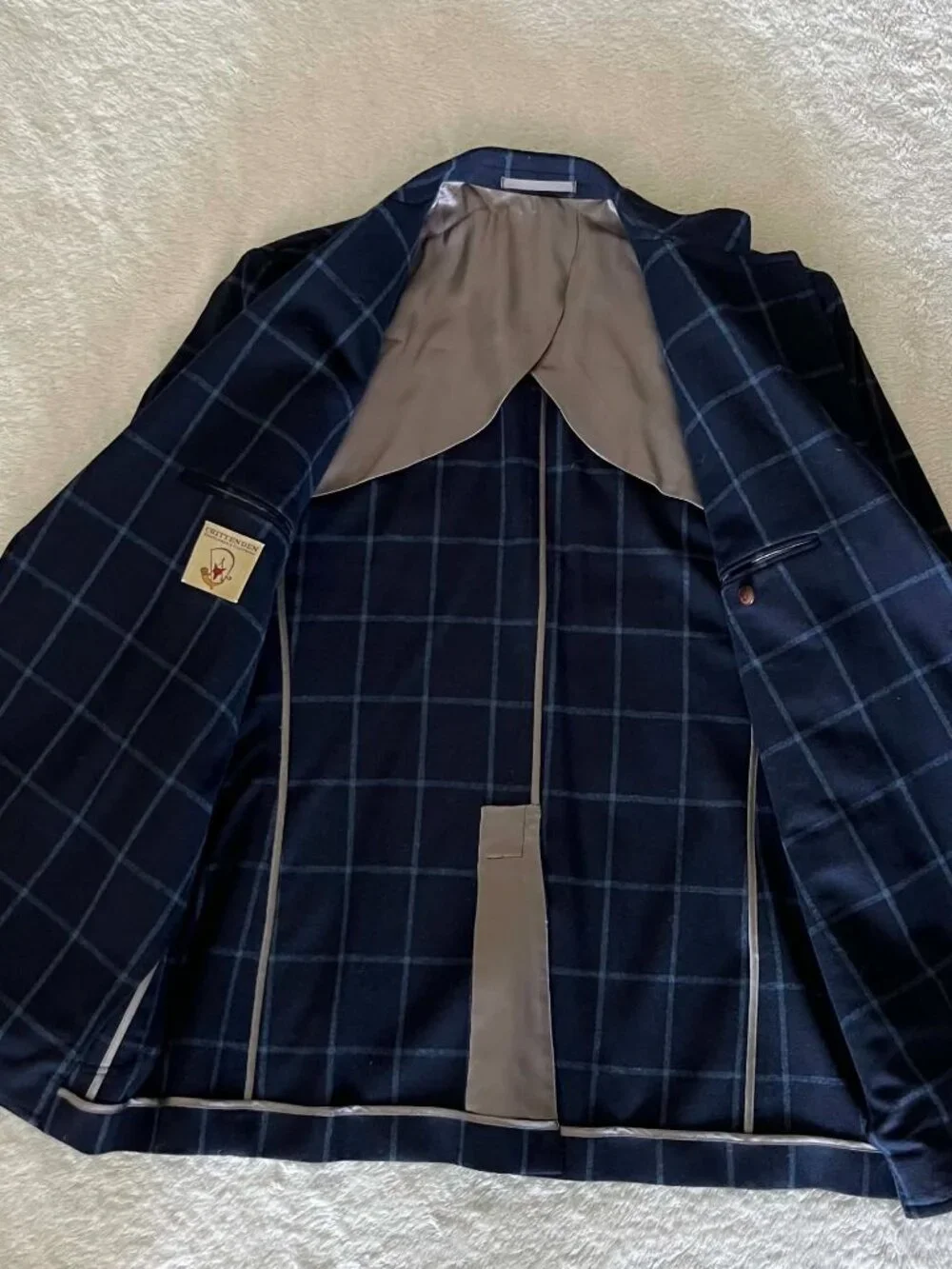 Crittenden Gentlemen's Clothing Men's Blazer Italy Made Blue Windowpana size 42R